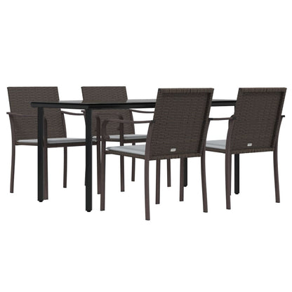 Set Pranzo da Giardino 5pz con Cuscini in Polyrattan e Acciaio - homemem39