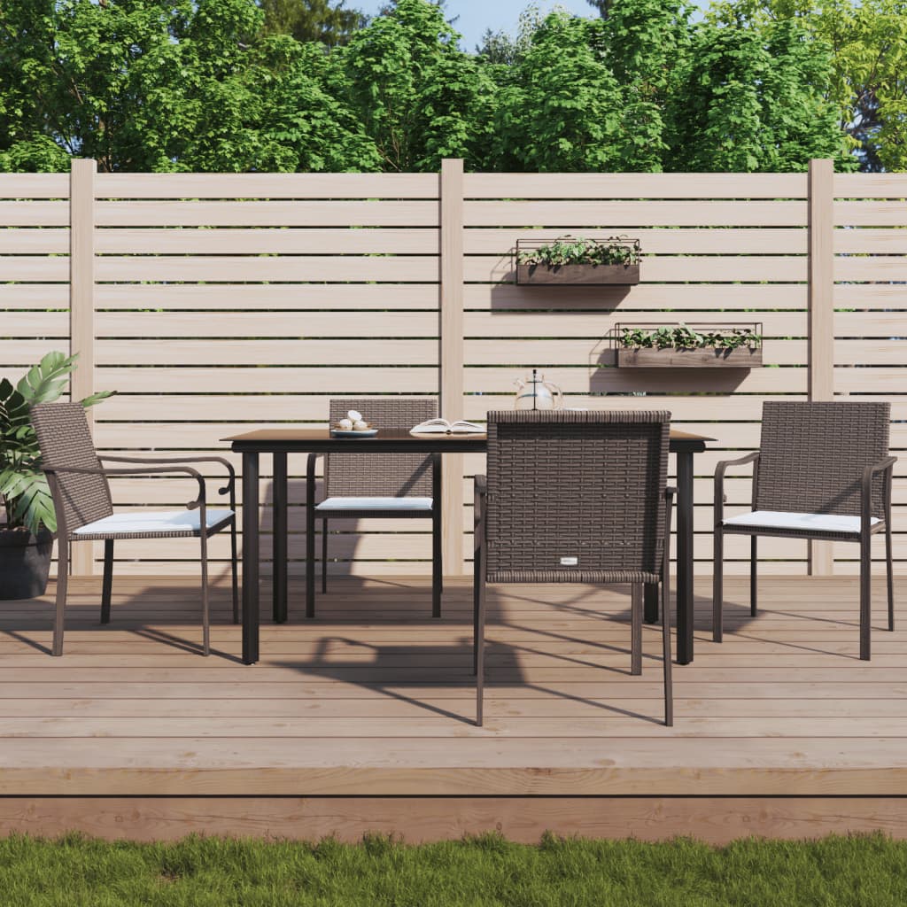 Set Pranzo da Giardino 5pz con Cuscini in Polyrattan e Acciaio | homemem39