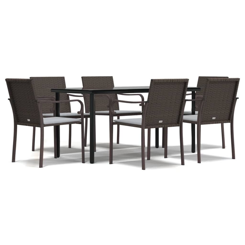 Set Pranzo da Giardino 7 pz con Cuscini in Polyrattan e Acciaio | homemem39