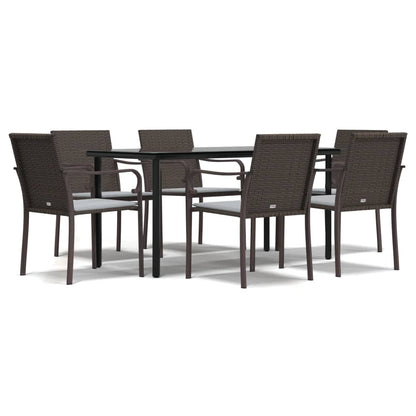 Set Pranzo da Giardino 7 pz con Cuscini in Polyrattan e Acciaio | homemem39