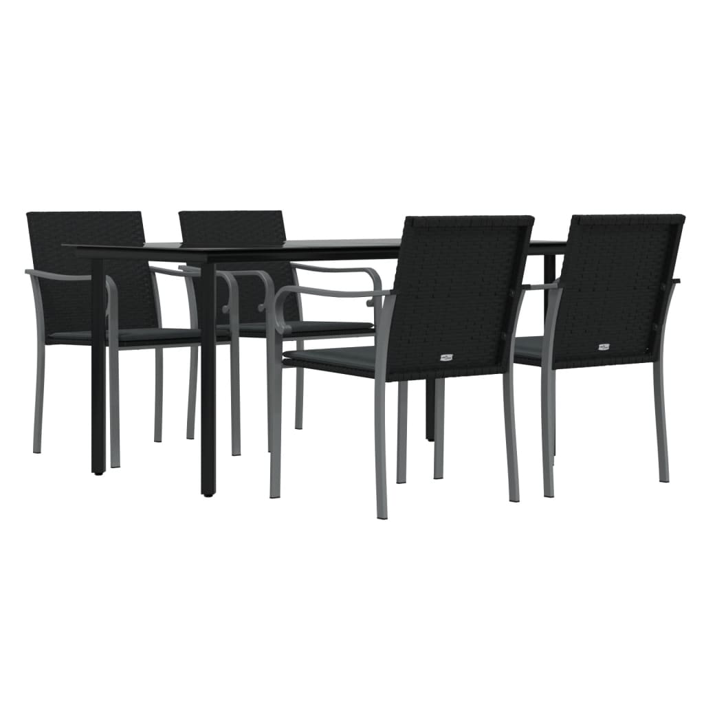 Set Pranzo da Giardino 5pz con Cuscini in Polyrattan e Acciaio | homemem39