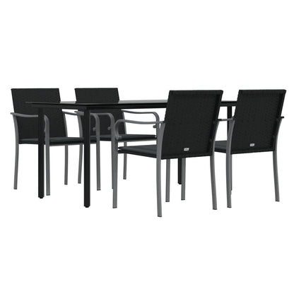 Set Pranzo da Giardino 5pz con Cuscini in Polyrattan e Acciaio - homemem39