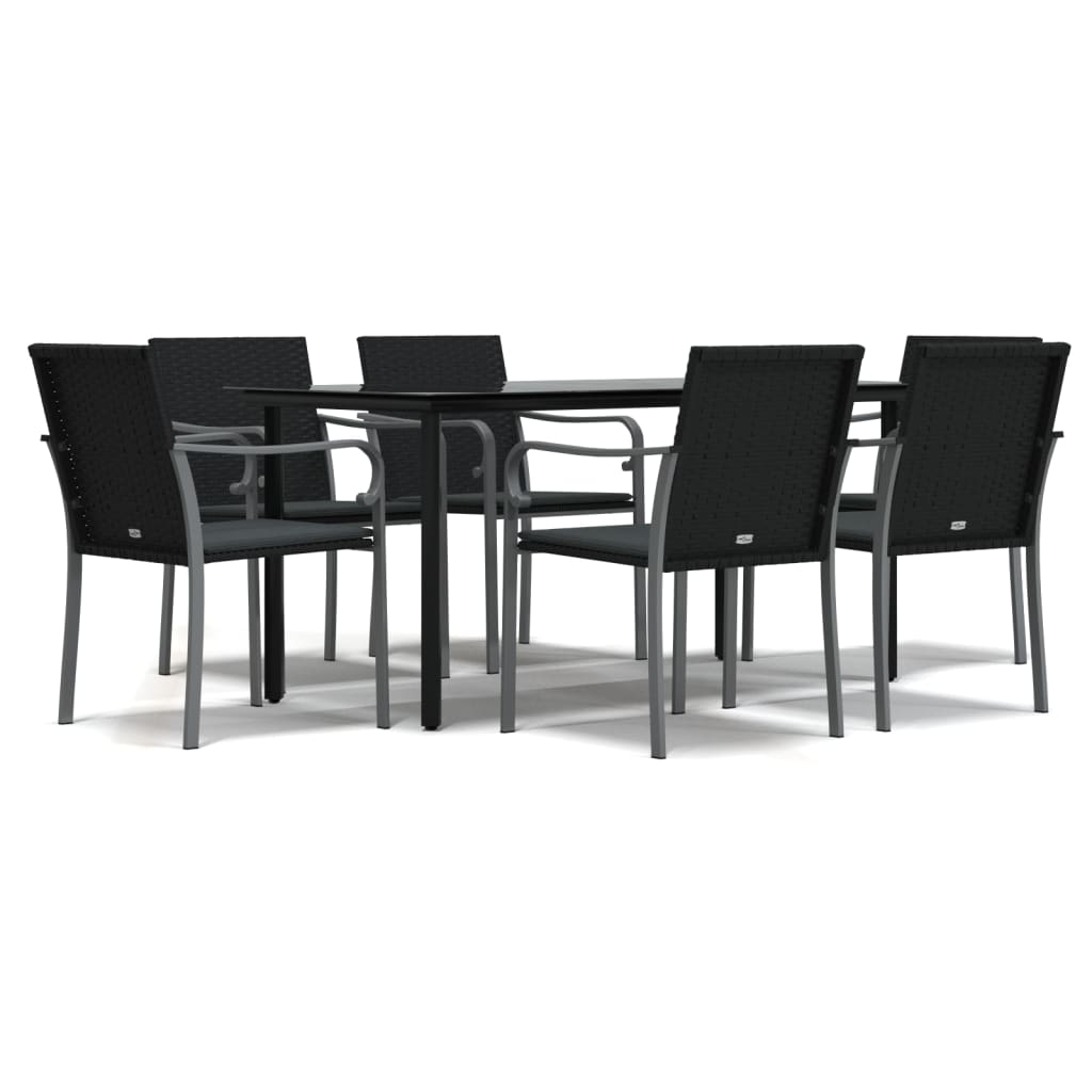 Set Pranzo da Giardino 7 pz con Cuscini in Polyrattan e Acciaio | homemem39