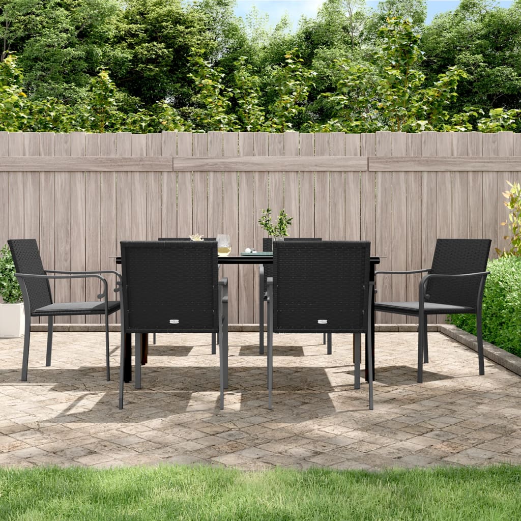 Set Pranzo da Giardino 7 pz con Cuscini in Polyrattan e Acciaio | homemem39
