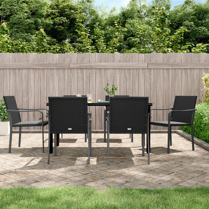 Set Pranzo da Giardino 7 pz con Cuscini in Polyrattan e Acciaio | homemem39