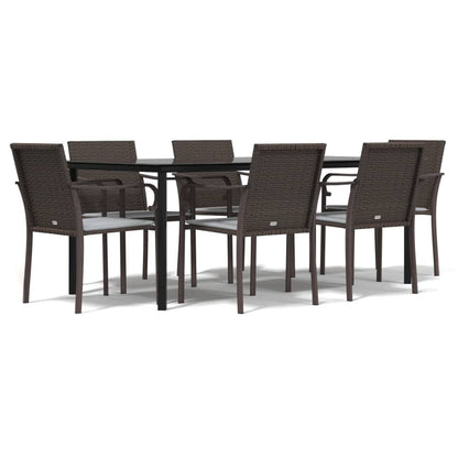 Set Pranzo da Giardino 7 pz con Cuscini in Polyrattan e Acciaio - homemem39