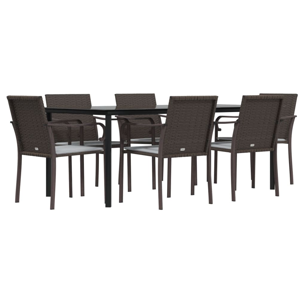 Set Pranzo da Giardino 7 pz con Cuscini in Polyrattan e Acciaio | homemem39