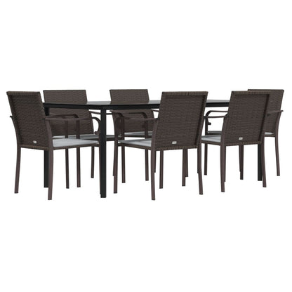 Set Pranzo da Giardino 7 pz con Cuscini in Polyrattan e Acciaio | homemem39