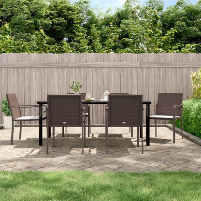Set Pranzo da Giardino 7 pz con Cuscini in Polyrattan e Acciaio | homemem39