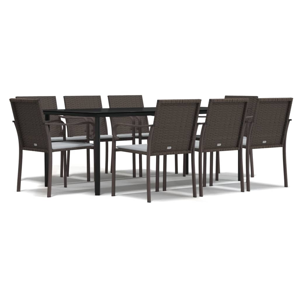 Set Pranzo da Giardino 9 pz con Cuscini in Polyrattan e Acciaio | homemem39