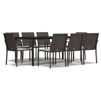 Set Pranzo da Giardino 9 pz con Cuscini in Polyrattan e Acciaio | homemem39