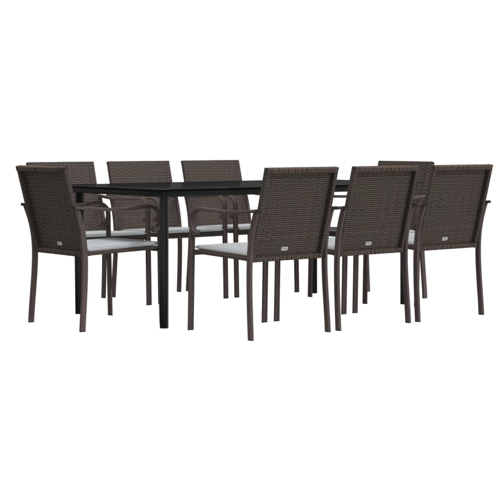 Set Pranzo da Giardino 9 pz con Cuscini in Polyrattan e Acciaio | homemem39