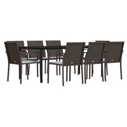 Set Pranzo da Giardino 9 pz con Cuscini in Polyrattan e Acciaio | homemem39