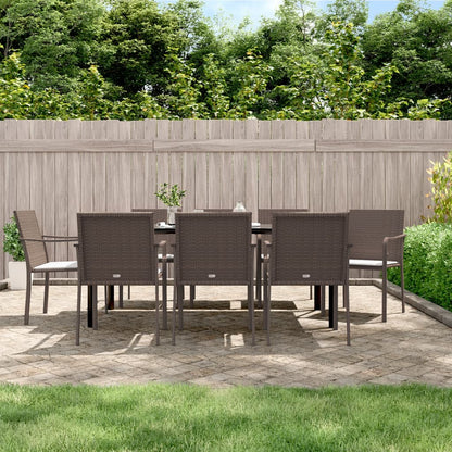 Set Pranzo da Giardino 9 pz con Cuscini in Polyrattan e Acciaio | homemem39
