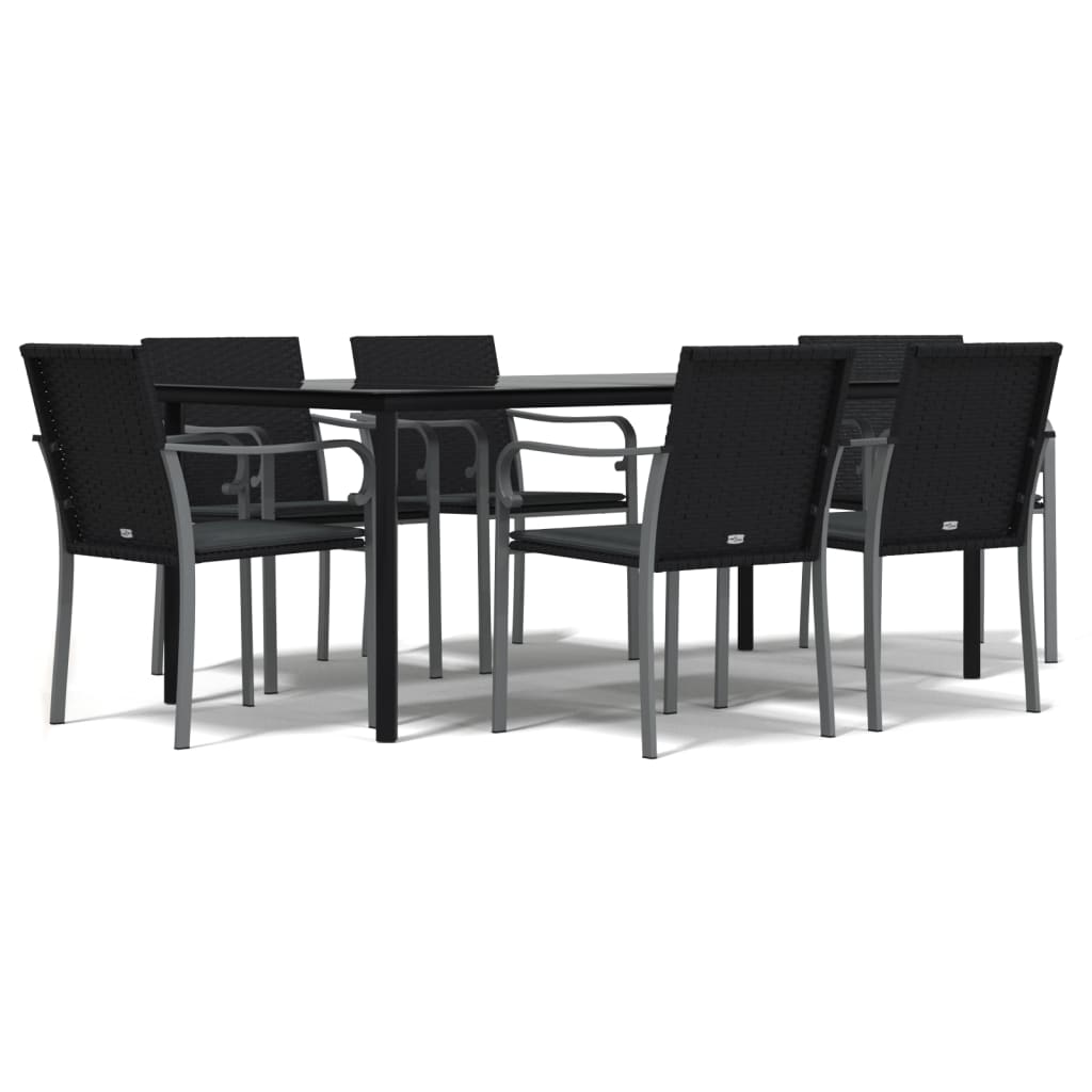 Set Pranzo da Giardino 7 pz con Cuscini in Polyrattan e Acciaio - homemem39