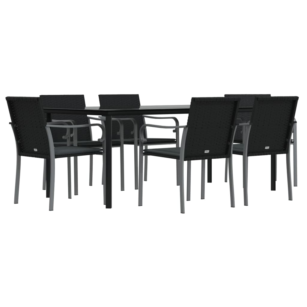 Set Pranzo da Giardino 7 pz con Cuscini in Polyrattan e Acciaio | homemem39