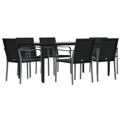 Set Pranzo da Giardino 7 pz con Cuscini in Polyrattan e Acciaio | homemem39