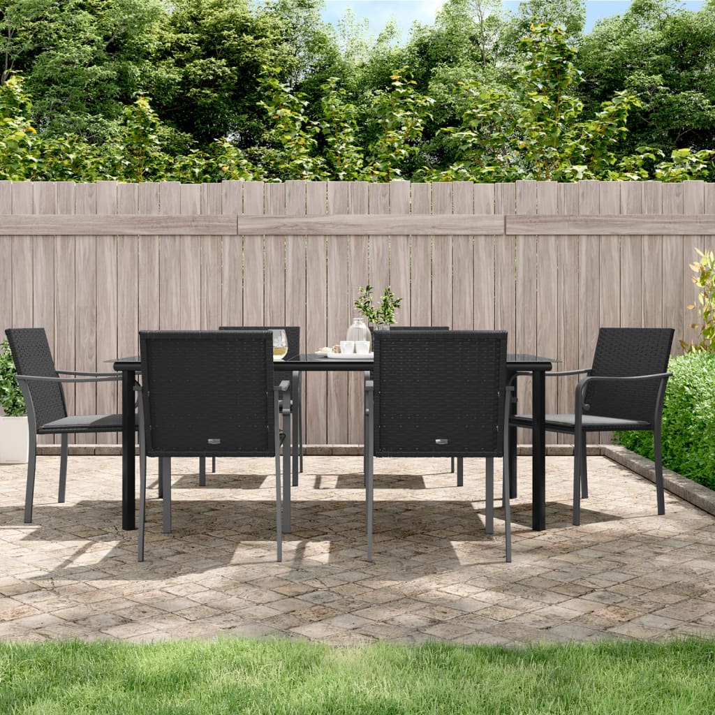 Set Pranzo da Giardino 7 pz con Cuscini in Polyrattan e Acciaio | homemem39