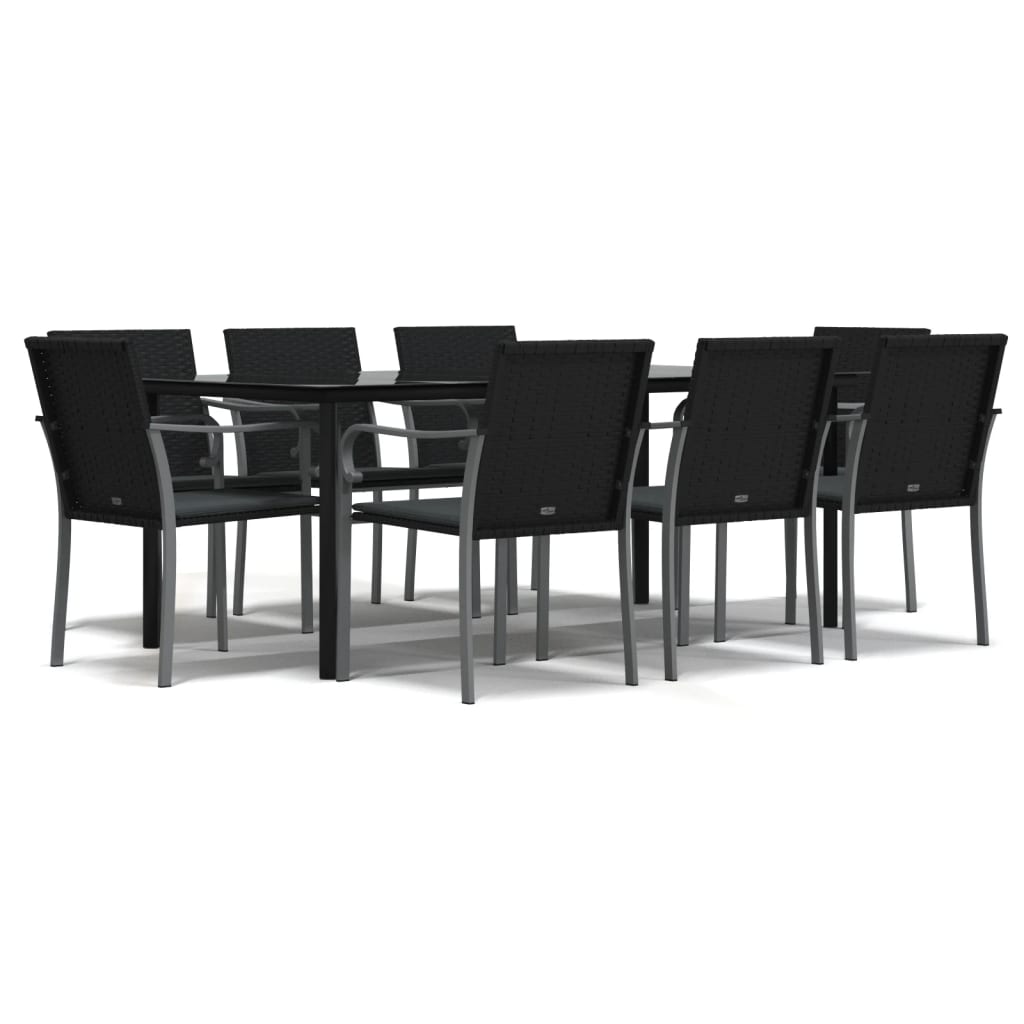 Set Pranzo da Giardino 9 pz con Cuscini in Polyrattan e Acciaio | homemem39