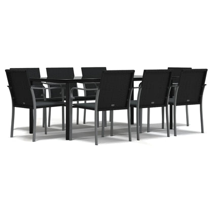 Set Pranzo da Giardino 9 pz con Cuscini in Polyrattan e Acciaio - homemem39