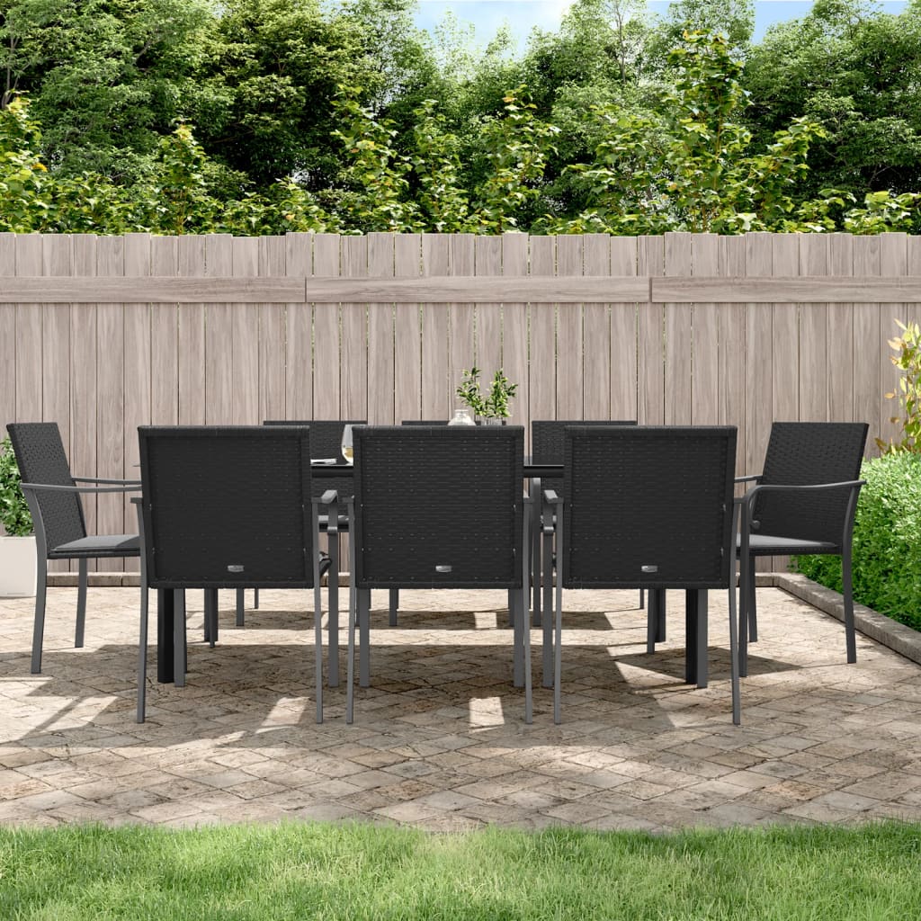 Set Pranzo da Giardino 9 pz con Cuscini in Polyrattan e Acciaio | homemem39