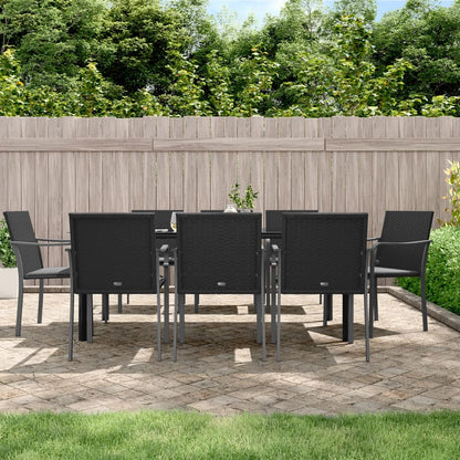 Set Pranzo da Giardino 9 pz con Cuscini in Polyrattan e Acciaio | homemem39