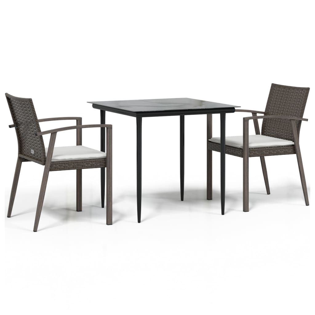 Set Pranzo da Giardino 3pz con Cuscini in Polyrattan e Acciaio | homemem39