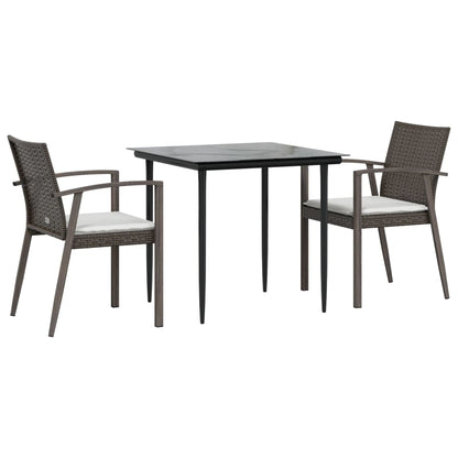 Set Pranzo da Giardino 3pz con Cuscini in Polyrattan e Acciaio - homemem39