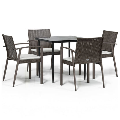 Set Pranzo da Giardino 5pz con Cuscini in Polyrattan e Acciaio - homemem39