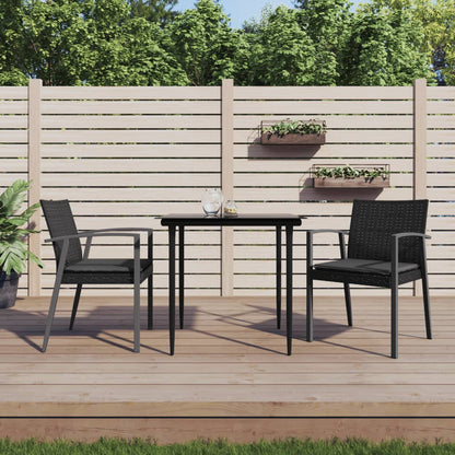 Set Pranzo da Giardino 3pz con Cuscini in Polyrattan e Acciaio | homemem39