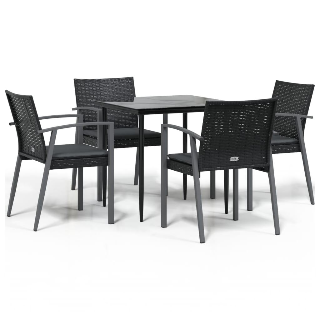 Set Pranzo da Giardino 5pz con Cuscini in Polyrattan e Acciaio | homemem39