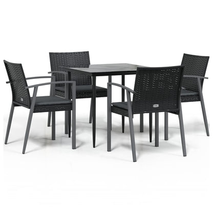 Set Pranzo da Giardino 5pz con Cuscini in Polyrattan e Acciaio | homemem39