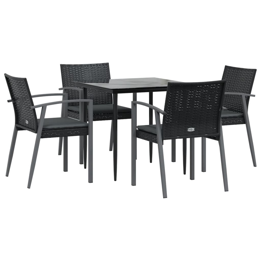 Set Pranzo da Giardino 5pz con Cuscini in Polyrattan e Acciaio | homemem39