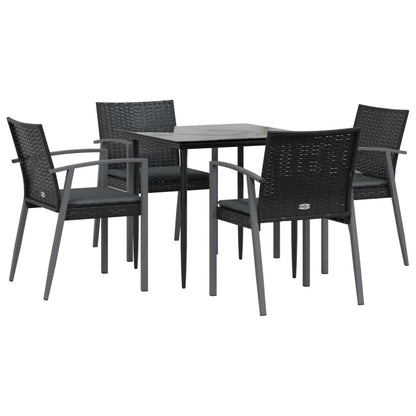 Set Pranzo da Giardino 5pz con Cuscini in Polyrattan e Acciaio - homemem39