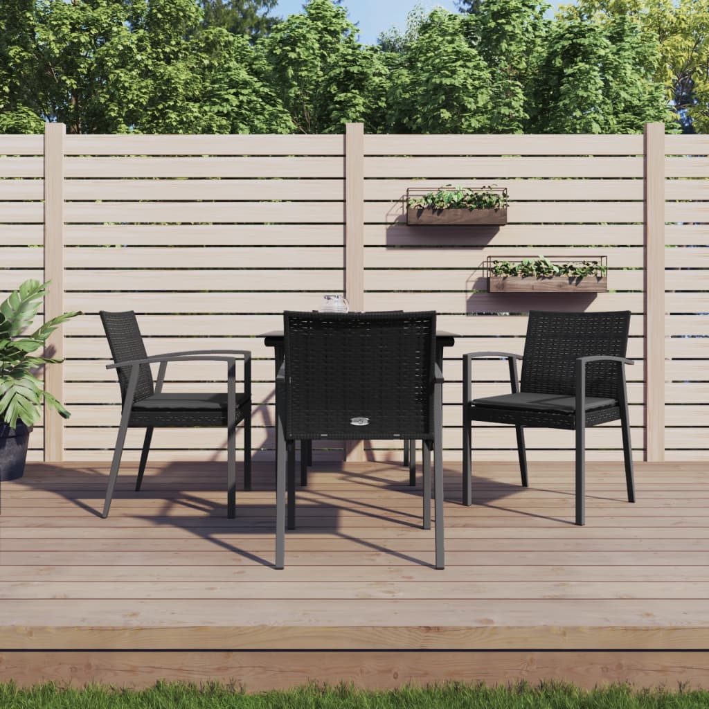Set Pranzo da Giardino 5pz con Cuscini in Polyrattan e Acciaio | homemem39