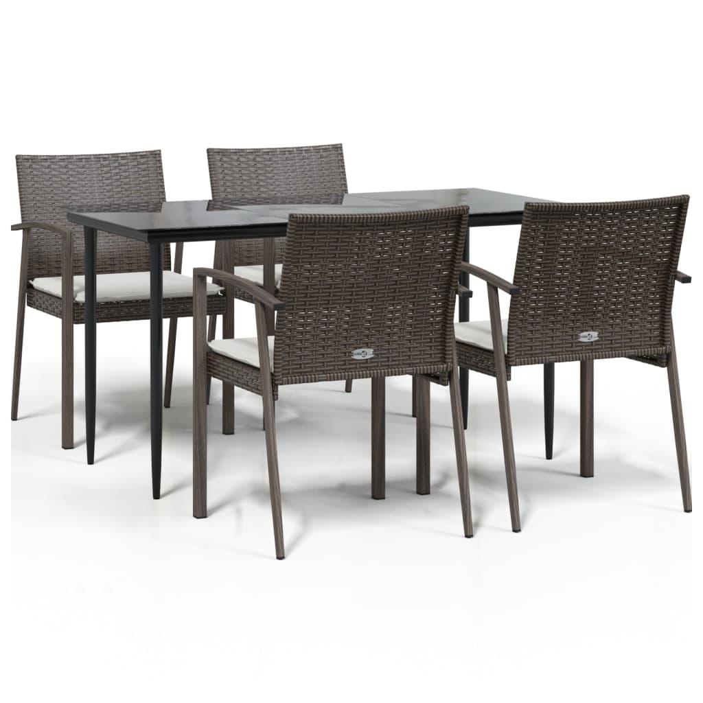 Set Pranzo da Giardino 5pz con Cuscini in Polyrattan e Acciaio - homemem39