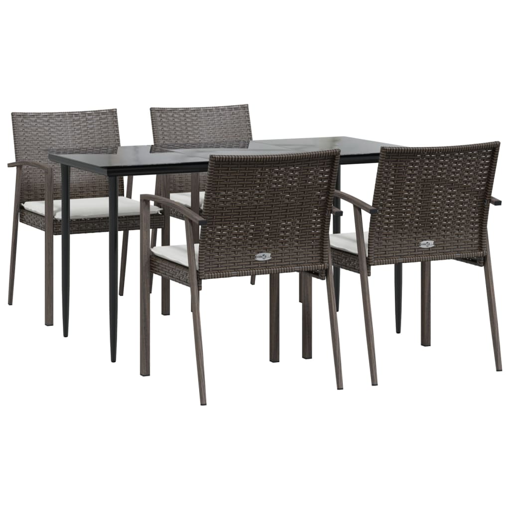 Set Pranzo da Giardino 5pz con Cuscini in Polyrattan e Acciaio - homemem39