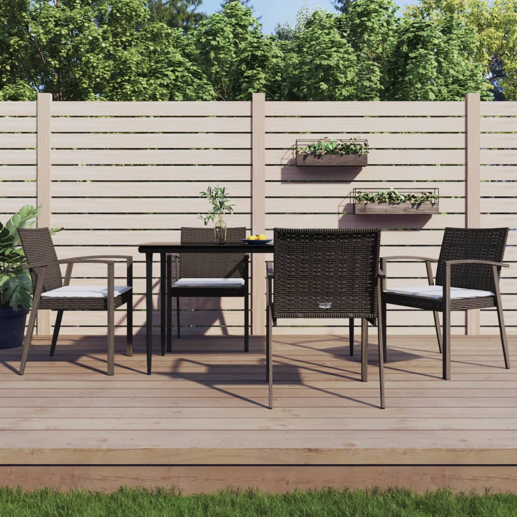 Set Pranzo da Giardino 5pz con Cuscini in Polyrattan e Acciaio | homemem39