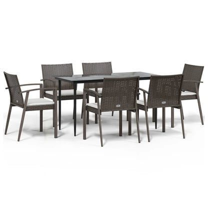 Set Pranzo da Giardino 7 pz con Cuscini in Polyrattan e Acciaio | homemem39
