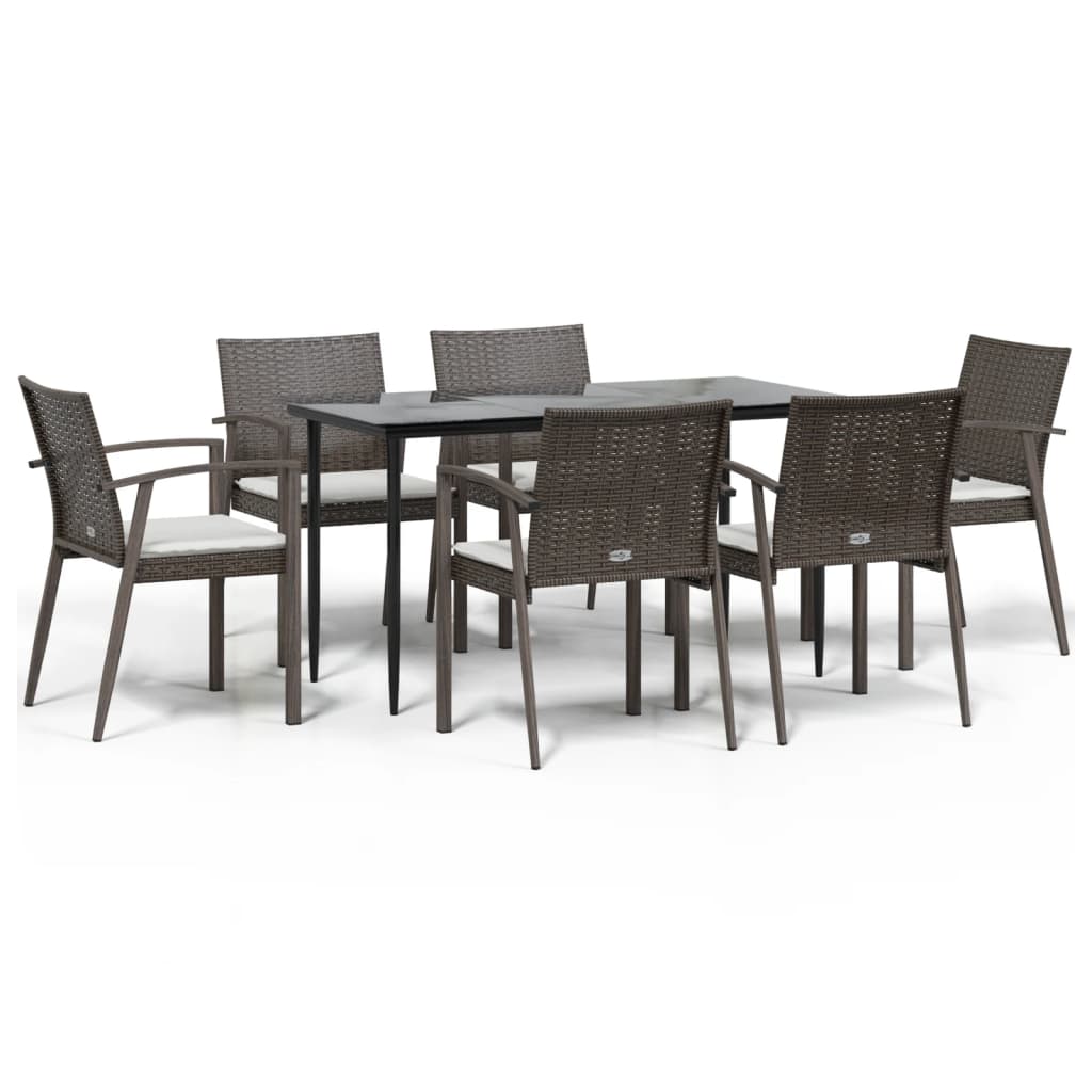 Set Pranzo da Giardino 7 pz con Cuscini in Polyrattan e Acciaio - homemem39