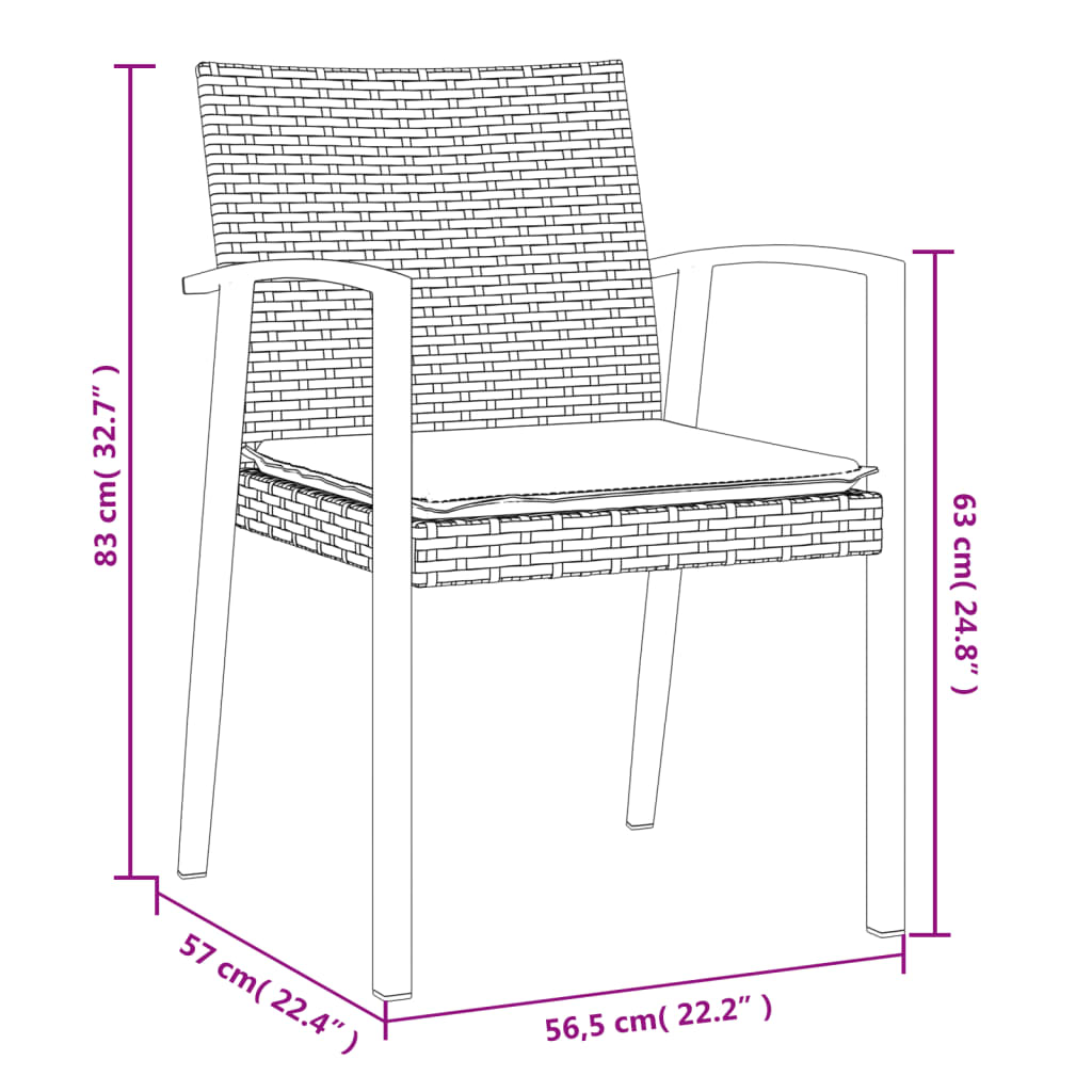 Set Pranzo da Giardino 7 pz con Cuscini in Polyrattan e Acciaio | homemem39