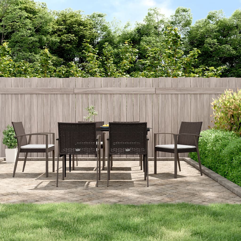 Set Pranzo da Giardino 7 pz con Cuscini in Polyrattan e Acciaio | homemem39