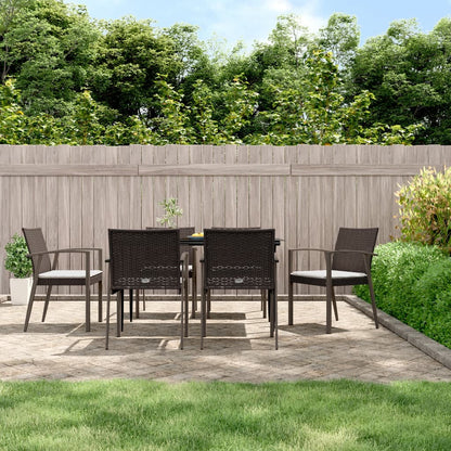 Set Pranzo da Giardino 7 pz con Cuscini in Polyrattan e Acciaio | homemem39