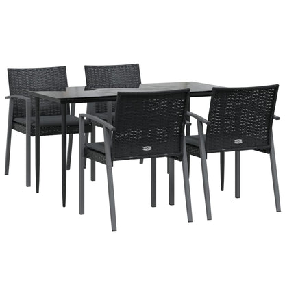 Set Pranzo da Giardino 5pz con Cuscini in Polyrattan e Acciaio | homemem39
