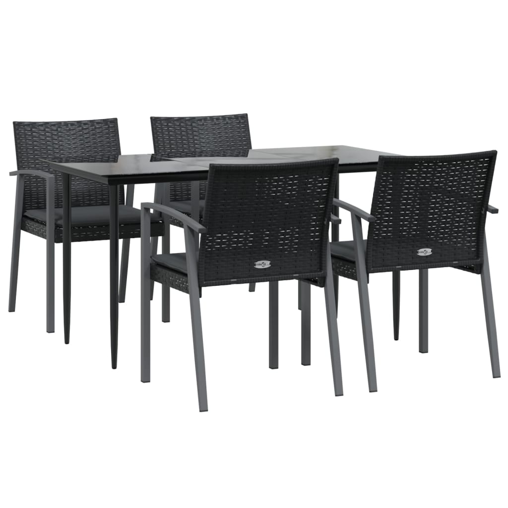Set Pranzo da Giardino 5pz con Cuscini in Polyrattan e Acciaio - homemem39