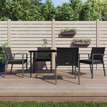 Set Pranzo da Giardino 5pz con Cuscini in Polyrattan e Acciaio | homemem39