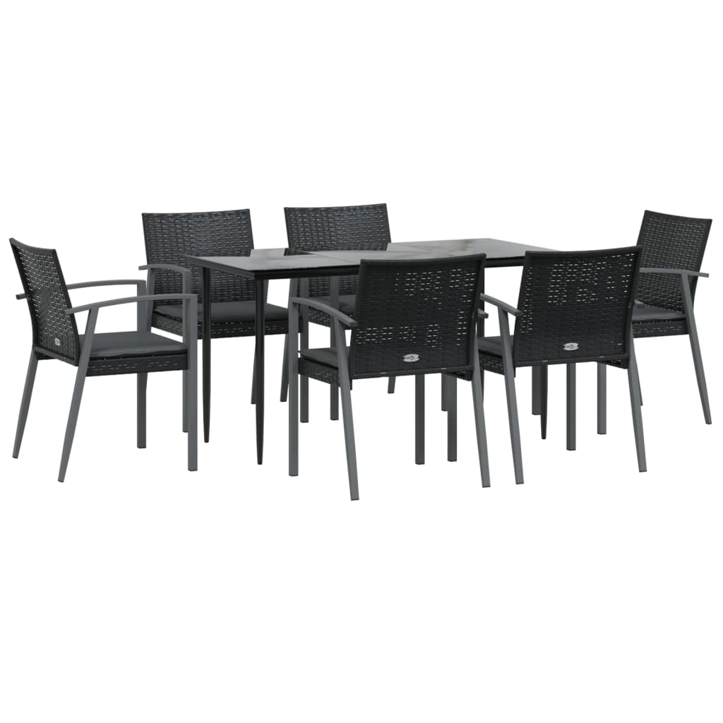 Set Pranzo da Giardino 7 pz con Cuscini in Polyrattan e Acciaio | homemem39