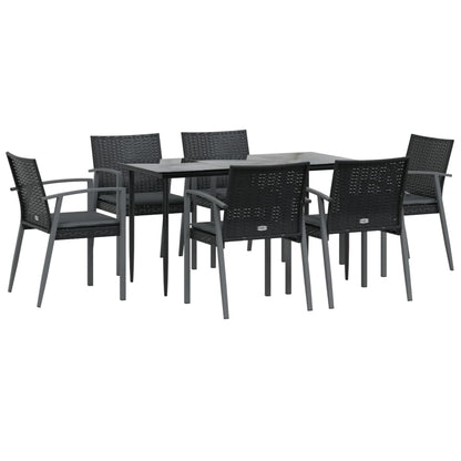 Set Pranzo da Giardino 7 pz con Cuscini in Polyrattan e Acciaio | homemem39