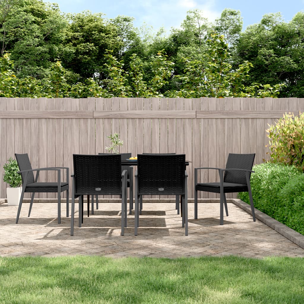 Set Pranzo da Giardino 7 pz con Cuscini in Polyrattan e Acciaio - homemem39