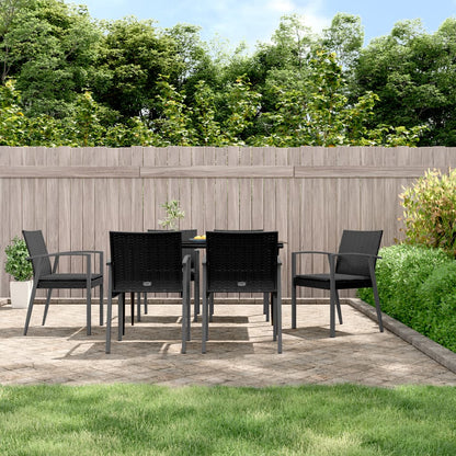 Set Pranzo da Giardino 7 pz con Cuscini in Polyrattan e Acciaio - homemem39